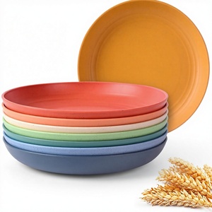 <span class=keywords><strong>HOTEC</strong></span> 8er-Pack 10 Zoll BPA-freie Unzerbrechliche Tiefe Teller aus Weizenstroh-Kunststoff Spülmaschinen- und Mikrowellenfest für Camping Mehrfarbig - Product Image 3