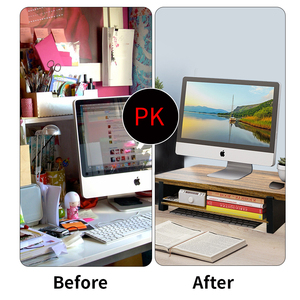 Tất cả trong một văn phòng bằng gỗ gấp có thể điều chỉnh máy tính chơi Game bảng bàn Góc trường hợp hàng đầu với ngăn kéo kệ sách cho hai người - Product Image 3