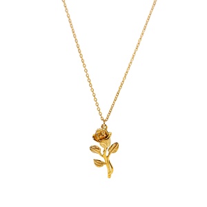Stainless Steel Jewelry Valentines Day <strong>Gift</strong> 18K Gold Rose Flower Necklace Girlfriend <strong>Wife</strong> Women <strong>Birthday</strong> <strong>Gifts</strong> - Product Image 1