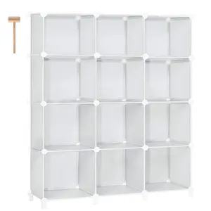 Cubo de armazenamento, 12 cubos, estante para livros, organizador, prateleira de armazenamento, organizador de armário, prateleira plástica