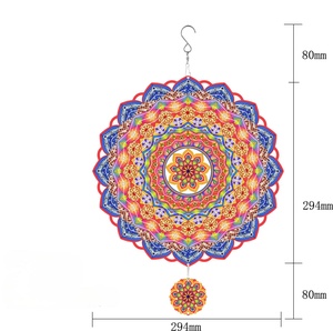 Molino de Viento 3D Mandala, Molino de Viento Colgante de Acero Inoxidable para Adornos de Jardín, Molinos de Viento Espirales de Plástico con Diseño de Pavo Real - Product Image 2