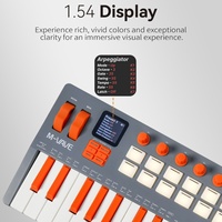 M-VAVE SMK-37 Elite MIDI-клавиатура - 37-клавишный портативный контроллер со встроенным синтезатором и RGB-пэдами, 16 пэдов, 8 энкодеров