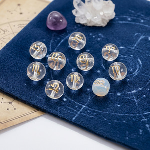 Cuentas Sueltas de Cristal con Diseño de las Doce Constelaciones, Redondas, para Hacer Pulseras y Joyería, 6mm - Product Image 3