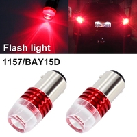 Ampoules blanches et rouges pour feux arrière de voiture, feux de freinage, clignotants, feux stop, ampoule 1157 BAY15D P21/5W, projecteur LED clignotant