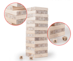 Wooden Tumbling tower numbers stacking building blocks educational toy math games set - Product Image 1