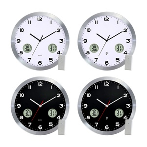 <span class=keywords><strong>Reloj</strong></span> <span class=keywords><strong>de</strong></span> <span class=keywords><strong>Pared</strong></span> Analógico <span class=keywords><strong>de</strong></span> Metal con Control por Radio, con Pantalla <span class=keywords><strong>de</strong></span> Temperatura y Humedad, Diseño Moderno y Minimalista, Funciona con Batería - Product Image 5