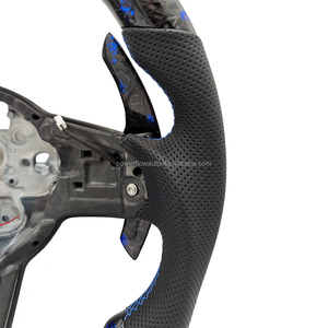 Volant personnalisé en fibre de carbone forgée bleue avec LED pour VW Volkswagen <span class=keywords><strong>Golf</strong></span> 5 6 7 R MK5 MK6 MK7 Polo Gti 6R Passat B7 B8 Tiguan - Product Image 3