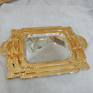 الأكثر مبيعاً فندق مطعم منزلي عربي 3 من الذهب الوردي طقم تقديم طعام فاخر - Product Image 3