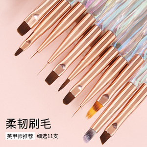 11Pcs Nail Art Liner <b>Brush</b> Set Acrylic Handle Ombre Gel Painting Pen Clear Nail <b>Brush</b> OEM ODM - Product Image 4