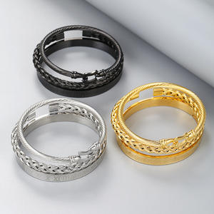 Bracelet jonc de mode pour femme, bijoux fins en acier inoxydable, style tricoté - Product Image 2