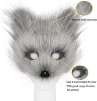 Adolala – Ensemble queue de renard en fausse fourrure importée, masque de chat et de loup, gants à pattes moelleuses pour Halloween et Noël, pour femmes