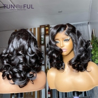 Peluca Vietnamita Super Double Drawn con Reflejos, Lista para Usar, sin Pegamento, Ombre, con Frente de Encaje Completo 13*4, Ondas Elásticas