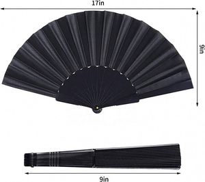 Abanico de Tela y Plástico Negro, Plegable, para Regalo, Manualidades, Decoración - Product Image 3