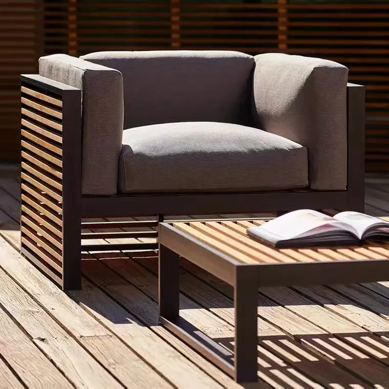 Ensemble de canapés de jardin en bois de teck, lit de piscine, mobilier d'extérieur, Patio