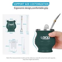 Vente en gros de gobelets isothermes en acier inoxydable à double paroi de 180 ml, avec logo personnalisé, tasse à yerba maté, gourde argentine, tasse à thé maté, directement de l'usine