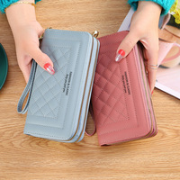 Portefeuille pour femmes, grande capacité, porte-cartes de crédit, double fermeture éclair, motif matelassé, sac de téléphone portable à la mode, petites bourses et sacs à main