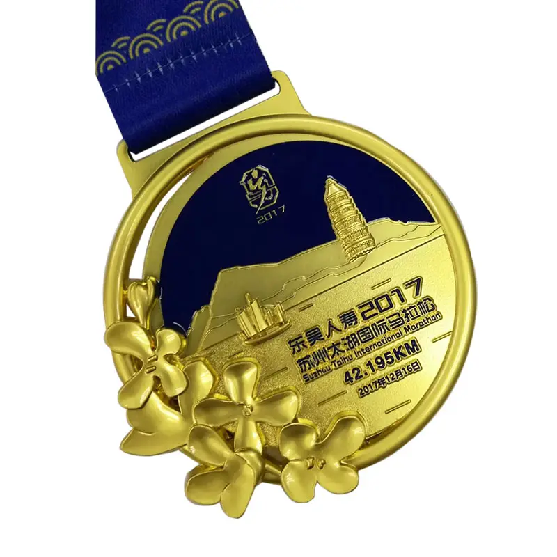 Alliage de zinc personnalisé 3d marsthon médaille métal émail doux médailles avec ruban natation trophée médaille