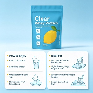 ODM OEM LuvVita Isolat de Protéine de Lactosérum Transparente en Poudre Saveur Limonade 20g Protéines <span class=keywords><strong>0</strong></span> Sucre Bovin Élevé en Pâturage Sans Lactose Soutient la Construction Musculaire - Product Image 5