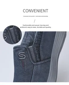 Calzado de Lona para Hombre, Estilo Casual, Cómodo, con Suela Suave, de Algodón Puro, Fácil de Poner, Ideal para Primavera - Product Image 4