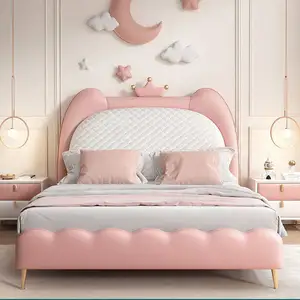 Mobília de quarto de solteiro para casa, cama queen, cama king size completa, cama infantil estofada de luxo para meninas