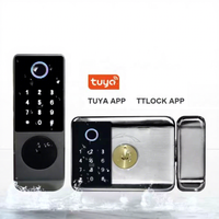 Cerradura Inteligente de Manija para Puerta de Vidrio o Metal a Prueba de Agua IP65 con Timbre, Desbloqueo por Contraseña Digital, Llave y Escáner de Huella Dactilar