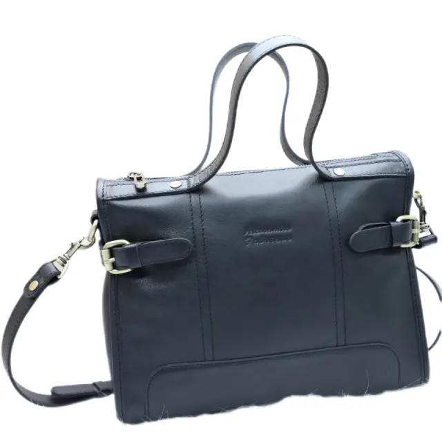 wholesale vintage shoulder genuine leather men women's briefcase laptop bag