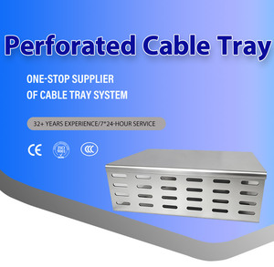 Bandeja de cables pregalvanizada perforada eléctrica blanca de 200mm con cubierta - Product Image 2