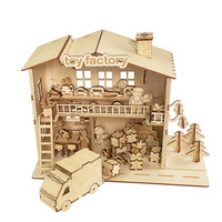 Grosir mainan edukasi anak-anak diy model pabrik kayu tiga dimensi puzzle dekorasi rumah kreatif