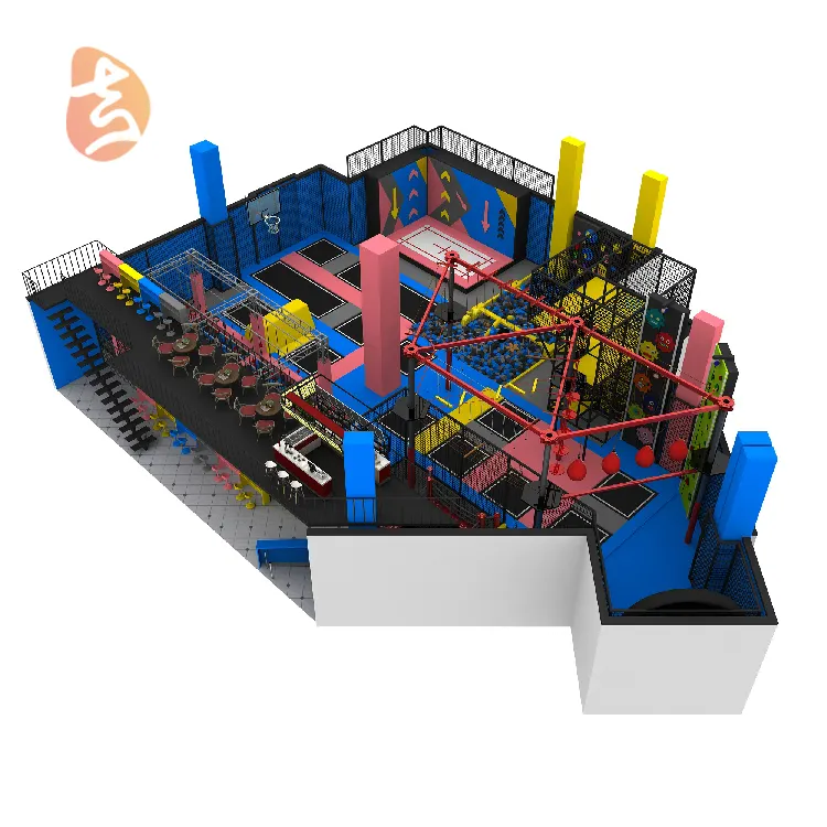Top Sell Commerciële Indoor Trampoline Park Apparatuur Kinderen Speeltuin Met Ninja Krijger Hindernisbaan Te Koop