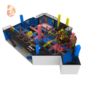 Trampolín comercial para interiores, equipo de parque infantil con camino de obstáculos de Guerrero ninja, a la venta