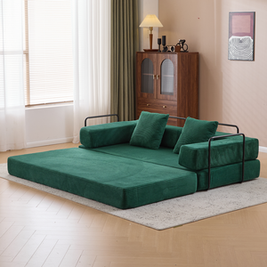 Foldable Modular <b>Floor</b> <b>Sofa</b> Bed, Free Combination Convertible Fleece Fabric Leisure Couch for Living Room Bedroom Apartment - Product Image 2