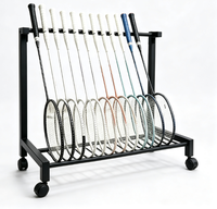 Support de rangement mobile en métal pour raquettes de badminton avec roulettes pour club sportif, salle de sport, terrain de badminton