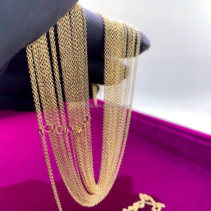 Collar de cadena redondo de oro amarillo de <span class=keywords><strong>14K</strong></span> para hombre y mujer, cadena de oro de 14 quilates, novedad, diseño Simple, venta al por mayor - Product Image 2