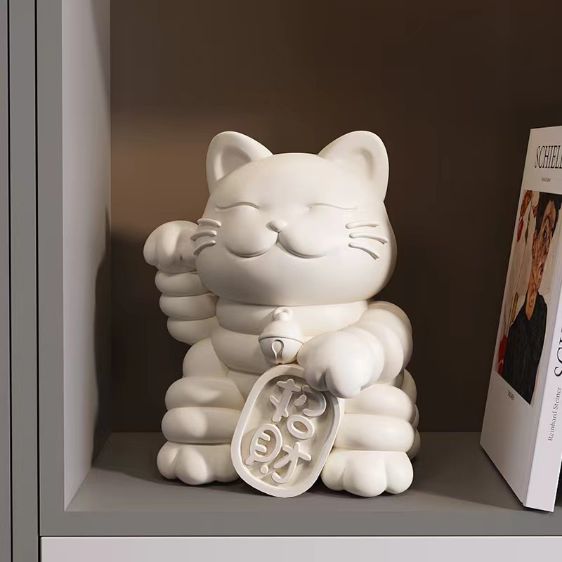 招き猫の置物 北欧風 ゴールド シルバー ホワイト 猫 セラミック 猫の
