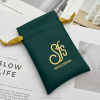 Pochette en cuir de luxe durable avec logo personnalisé, petite pochette pour bijoux, cosmétiques, rangement, pochette anti-poussière, sac à cordon en cuir PU