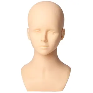 Tête de Mannequin en Silicone souple, 9 pouces, avec épaules, Massage du visage, pour exposition, tête d'entraînement