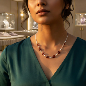 Collar de Plata 925 con Cuentas de Granate para Mujer, Estilo Clásico, Joyería para Uso Diario - Product Image 4