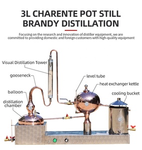 Olla de cobre de <span class=keywords><strong>3</strong></span> litros todavía equipo de destilación de vapor para brandy whisky - Product Image 5
