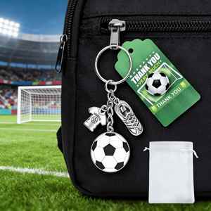 Custom LOGO Metal Football Keychain Set with Gift Card and Bag for Sport <b>Keyring</b> Men Women Soccer Lovers Football Players Fans - Product Image 1