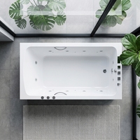 Baignoire Spa Rectangulaire Moderne Autoportante en Acrylique Certifiée CUPC avec Accoudoirs et 12 Jets pour Salle de Bain 2 Personnes