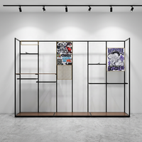 Système d'affichage de vêtements en métal noir pour armoire ouverte, étagères de rangement pour vêtements, présentoir de magasin de détail OEM