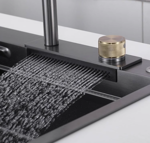 Robinet de cuisine à deux trous, cascade extractible, pour le lavage des légumes, eau chaude et froide, noyau en cuivre intégral - Product Image 2