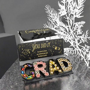 Caja de Regalo de Cartón Floral Personalizada con Estampado de Letras de Graduación para Empaque de Chocolate, Flores Navideñas, Venta al por Mayor Económica - Product Image 2