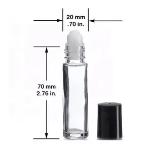 Manufacturer 10ml transparent Oil glass roll on essential oil roller bottle with glass roller