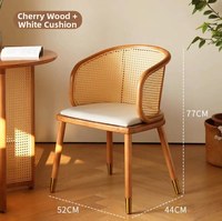 Chaise de salle à manger en bois robuste pour café, bureau à domicile, hôtel, style rétro, luxe léger, avec tressage en osier, fauteuil simple pour séjour à domicile