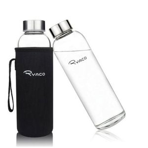 Bouteille d'eau en verre borosilicate transparent de haute qualité de 1 L avec couvercle en acier inoxydable, disponible en tailles 350 ml, 500 ml, 16 oz, 700 ml pour le camping - Product Image 1