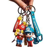 Vente en gros de porte-clés en plastique souple et mignon en silicone 3D personnalisé personnage de dessin animé 3D en PVC mousqueton élégant et pratique