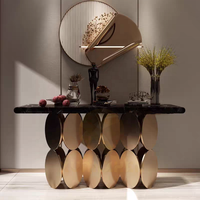 Xuanzhen italien nouvelle arrivée élégant usage domestique meubles en acier inoxydable intérieur or café Console Table marbre Console Table