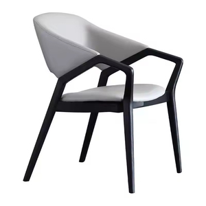 JP Sedia da Pranzo di Lusso <span class=keywords><strong>in</strong></span> Pelle Stile Moderno Italiano con Braccioli <span class=keywords><strong>in</strong></span> <span class=keywords><strong>Legno</strong></span> per Ristorante Hotel e Caffè con Comodo Schienale Imbottito - Product Image 3
