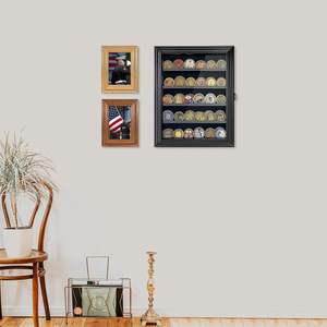 Uitdaging Munthouder Vitrinekast Wandmontage Met Glazen Houten Militaire Medaille Schaduwdoos Vitrine Met Verwijderbare Planken - Product Image 2